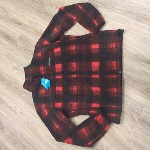 🟥⬛🟥⬛ NWT Columbia Red and Black Plaid Fleece Jacket Men's size XLT 🟥⬛🟥⬛